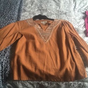 Orange brown 3/4 sleeve shirt